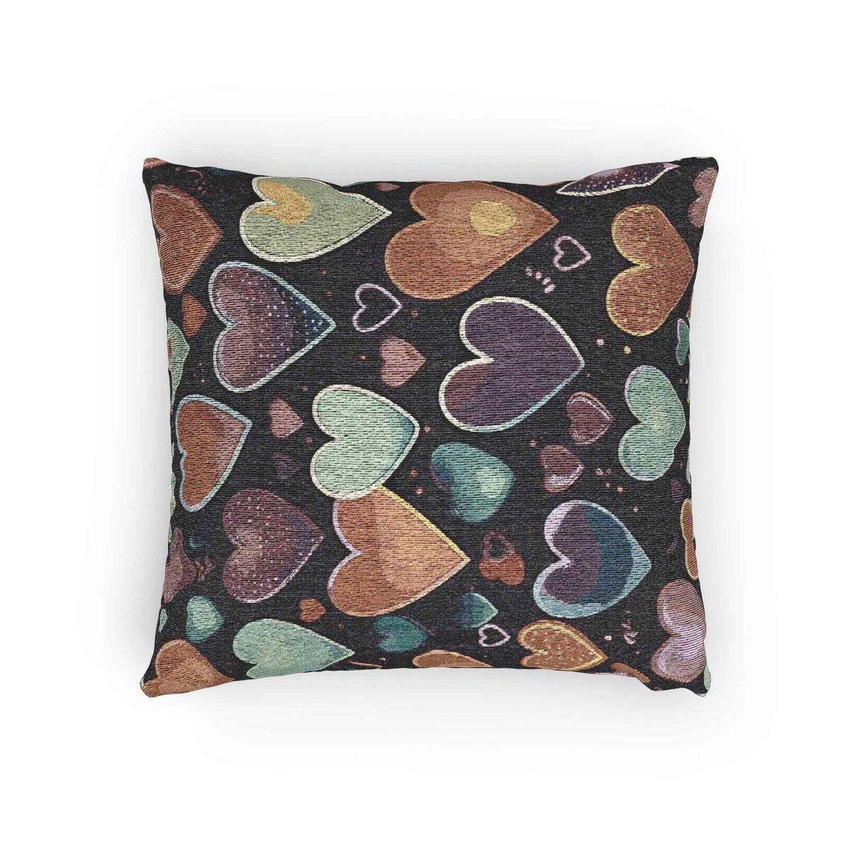 Pastel Heart Pattern Woven Pillow | Heart Throw Pillow, Boho Home Decor