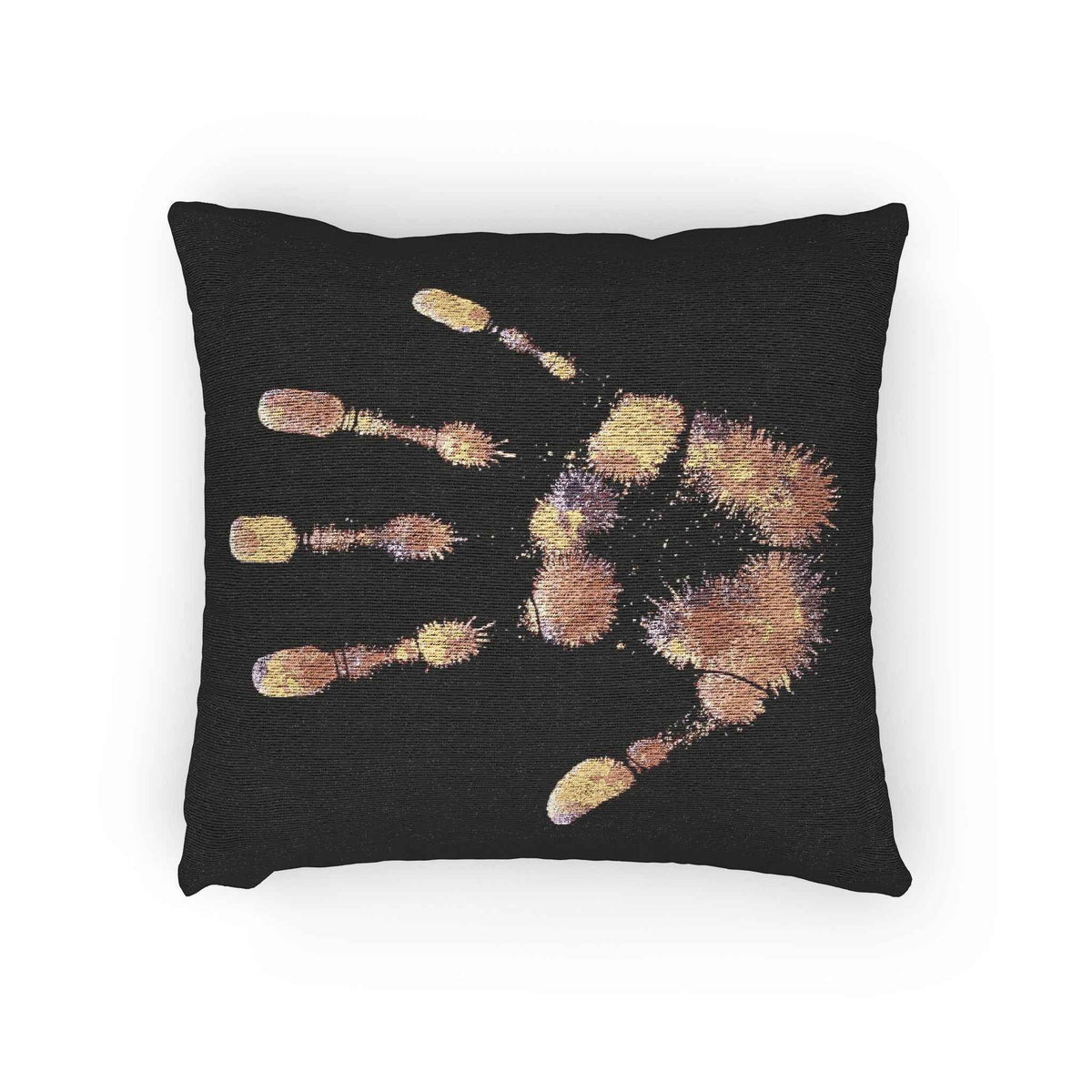Metallic Handprint Woven Pillow | Boho Accent Throw Pillow