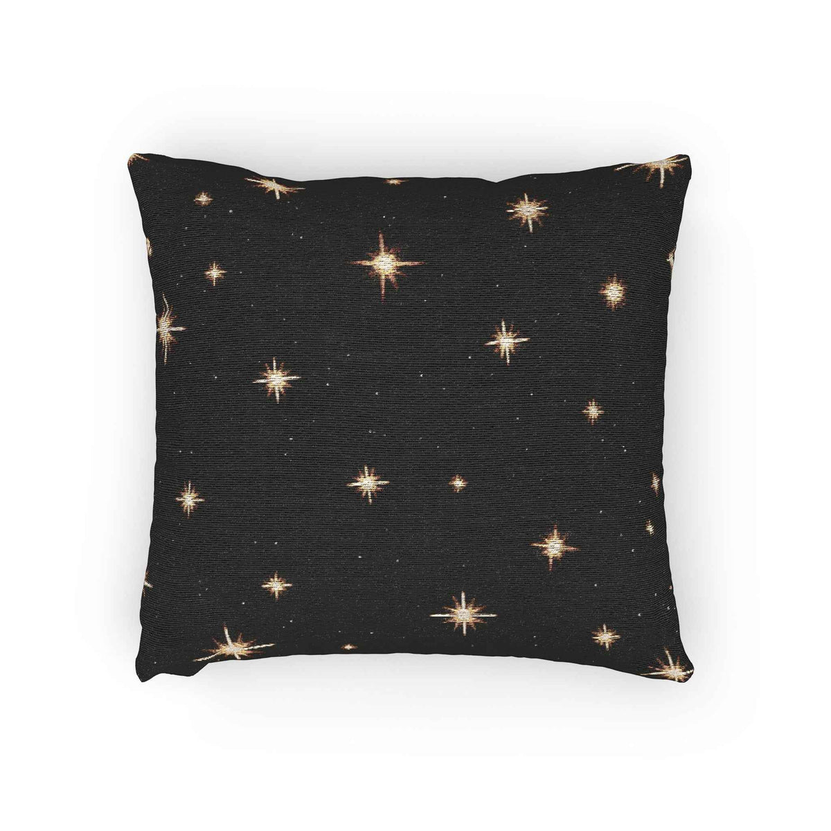 Starry Night Sparkle Woven Pillow | Black Cross-Stitch Stars