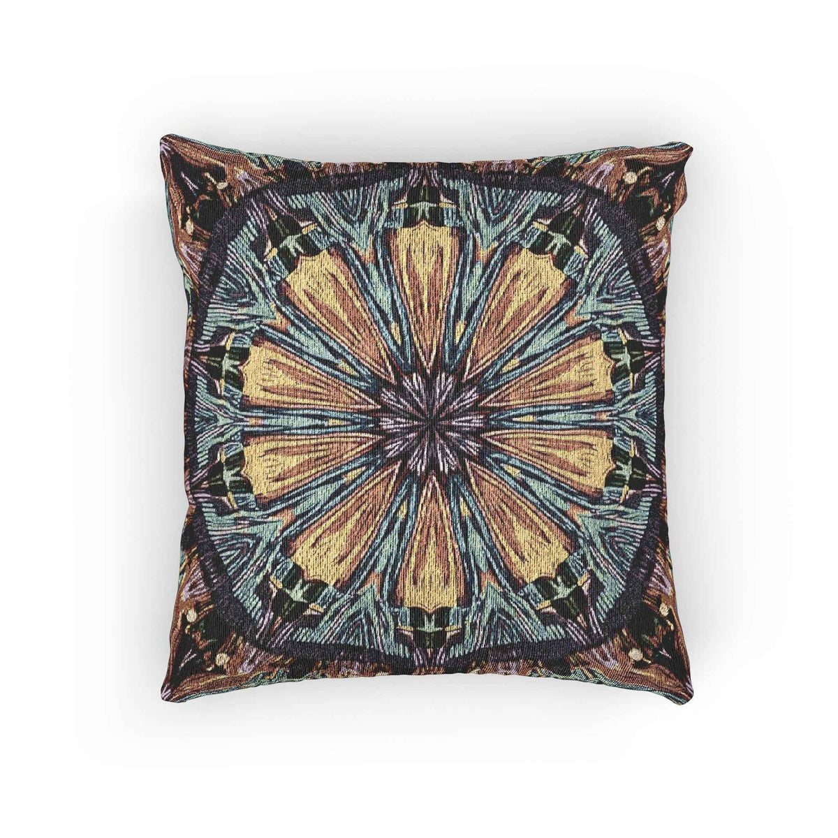 Geometric Mandala Woven Pillow | Boho Tile Decorative Cushion