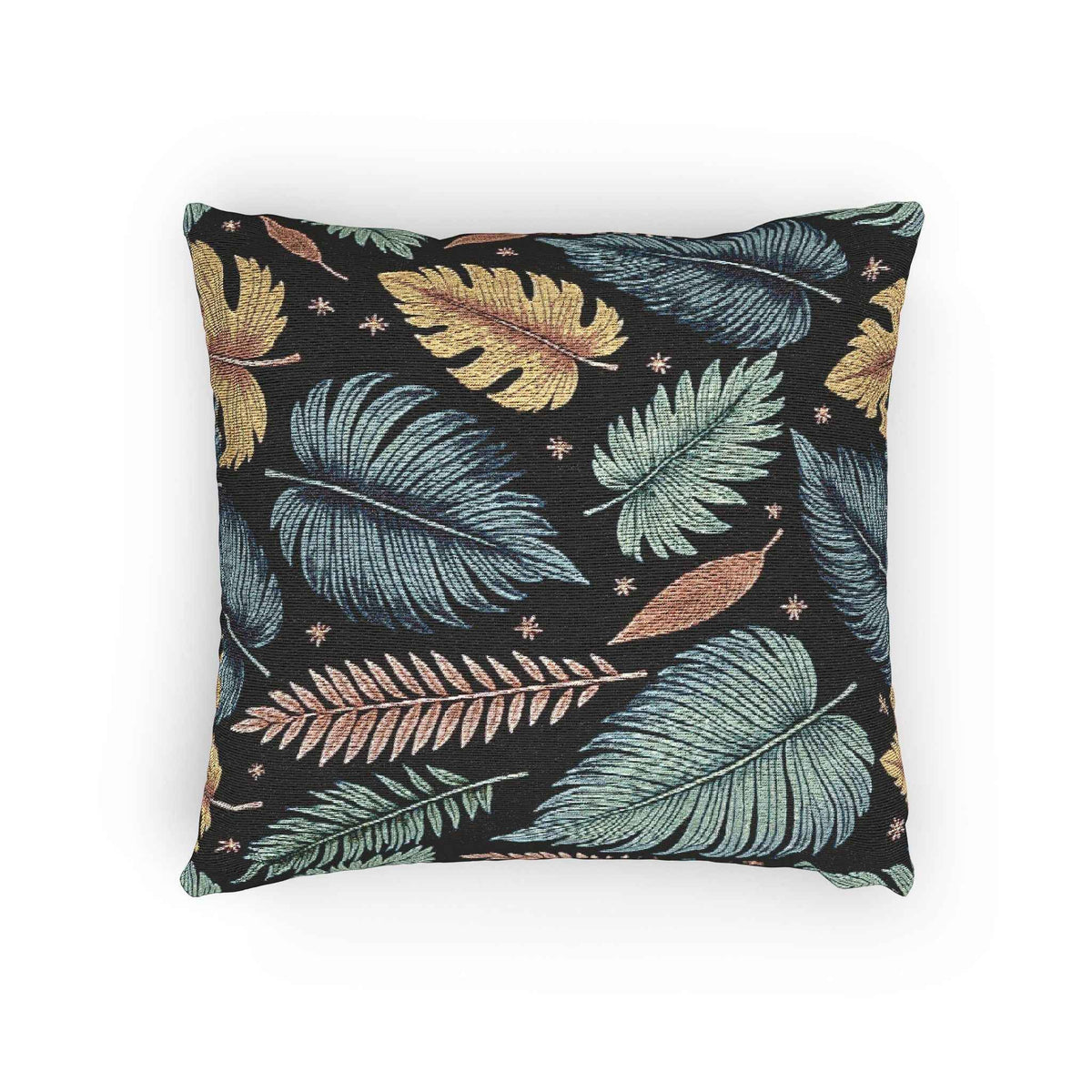Autumn Leaves Woven Pillow | Multicolor Leaf Pattern, Textured Cushion