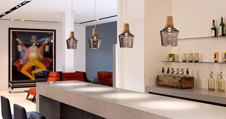 Modern Glass Pendant Light With Wood Accent