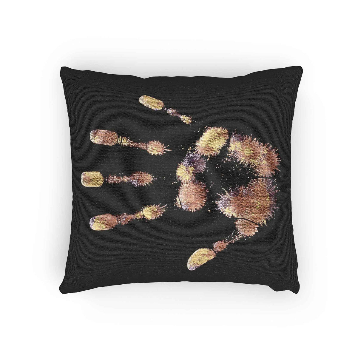 Metallic Handprint Woven Pillow | Boho Accent Throw Pillow