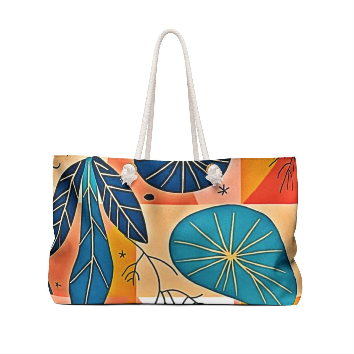 Abstract Tropical Leaves Weekender Bag | Colorful Geometric Beach Tote | Mom on the Go Bag | Mom lifestyle bag |Tote Bag