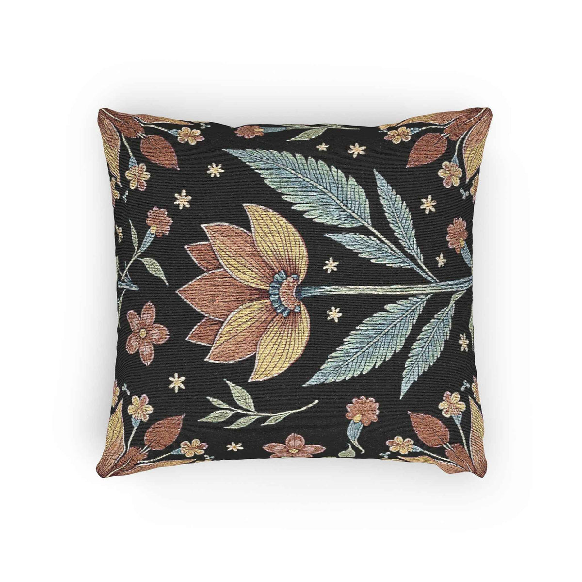 Vintage Floral Tapestry Woven Pillow | Botanical Throw Pillow