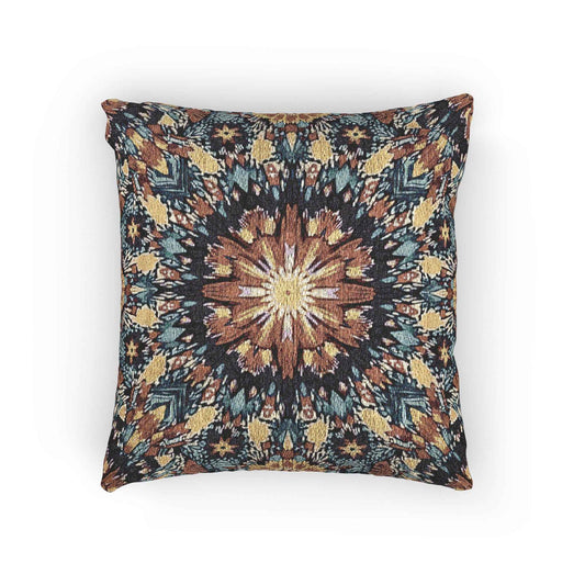 Geometric Mandala Woven Pillow | Boho Mosaic Throw Pillow