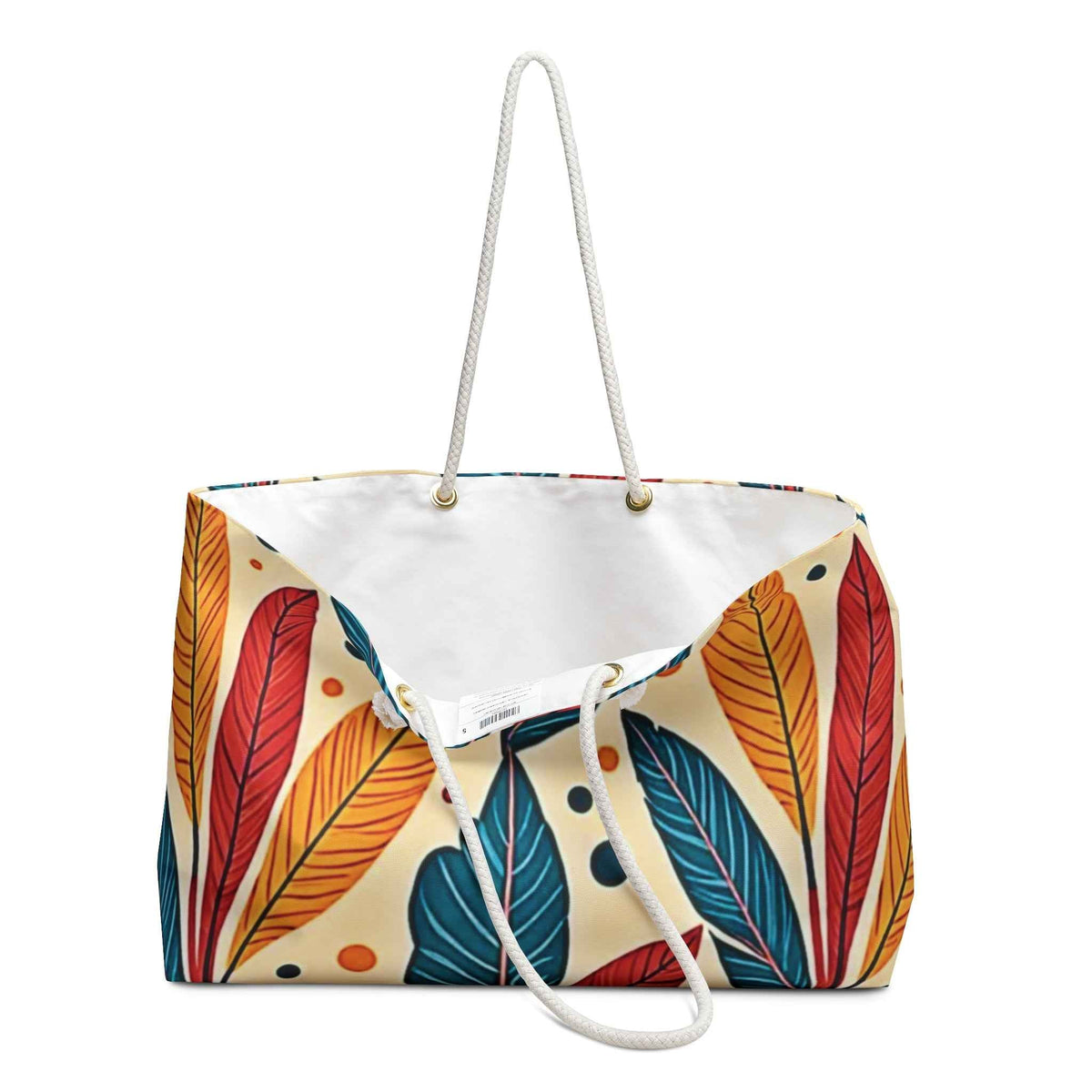 Colorful Tropical Leaves Weekender Bag | Boho Beach Large Tote bag