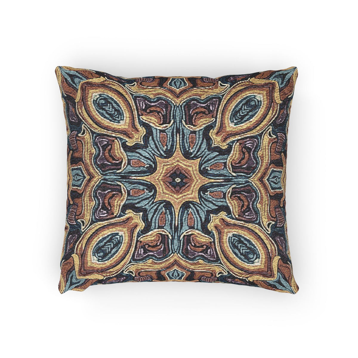 Bohemian Woven Pillow – Mosaic Medallion Decorative Throw Pillow