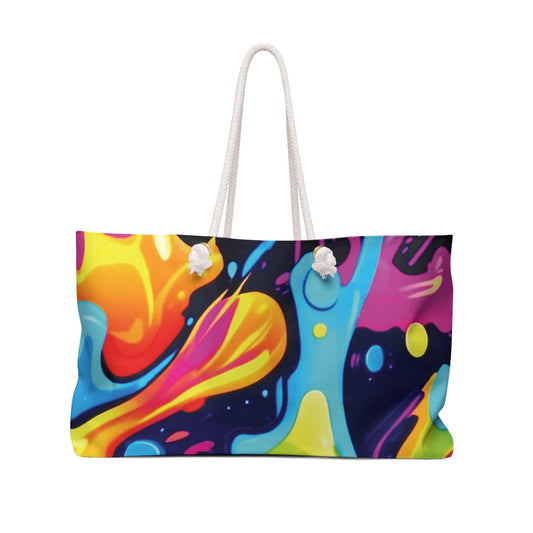 Colorful Abstract Swirl Weekender Bag | Neon Liquid Art Tote | Large Tote Bag