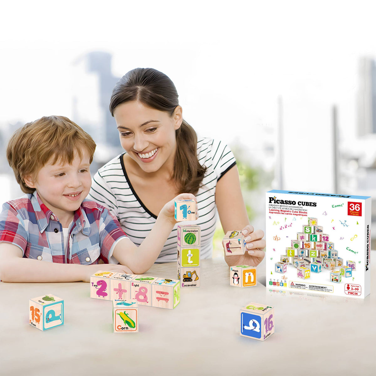 PicassoTiles 36pc 1" Magnetic Cubes Set - Ages 3+