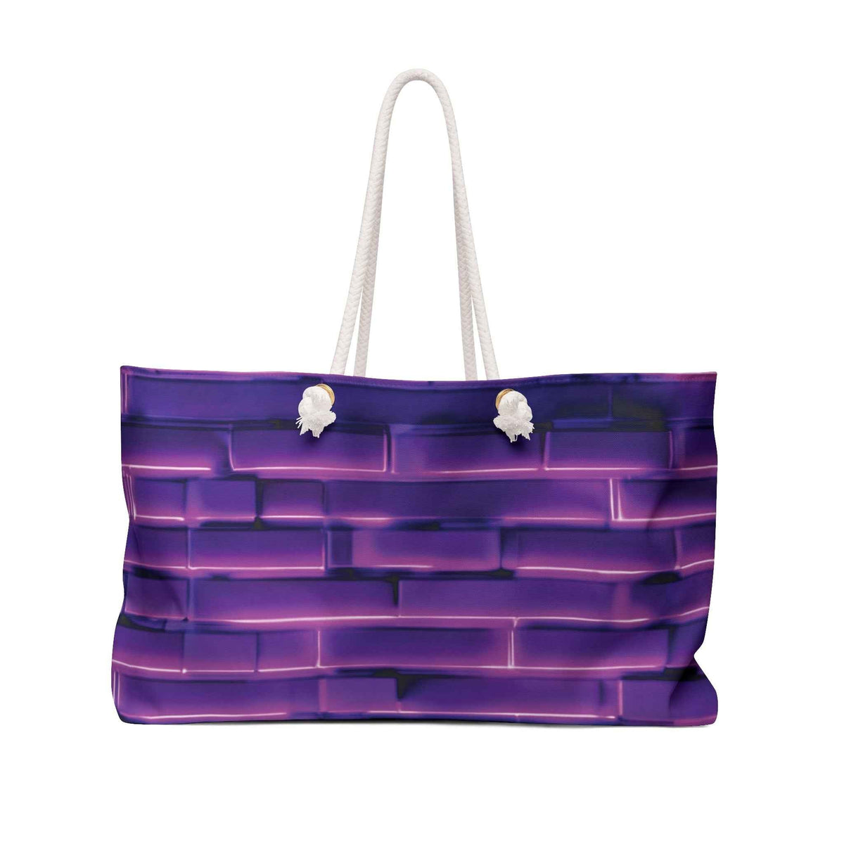 Purple Brick Pattern Weekender Bag | Gradient Brick, Large Tote Bag