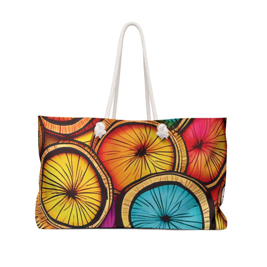Colorful Coconut Slices Weekender Bag | Tropical Travel Tote | Large Tote Bag