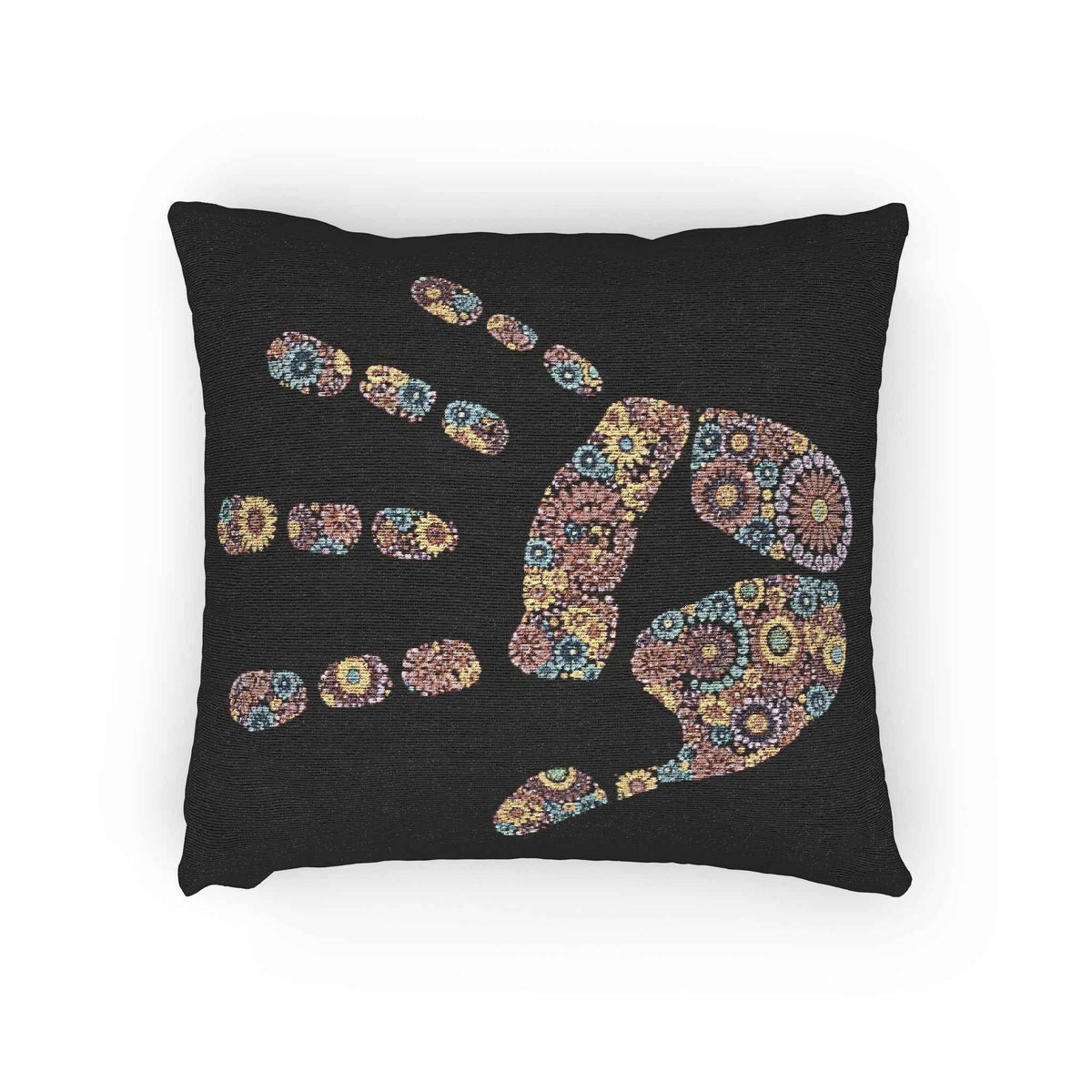 Mosaic Handprint Woven Pillow | Colorful Geometric Hand Throw Pillow