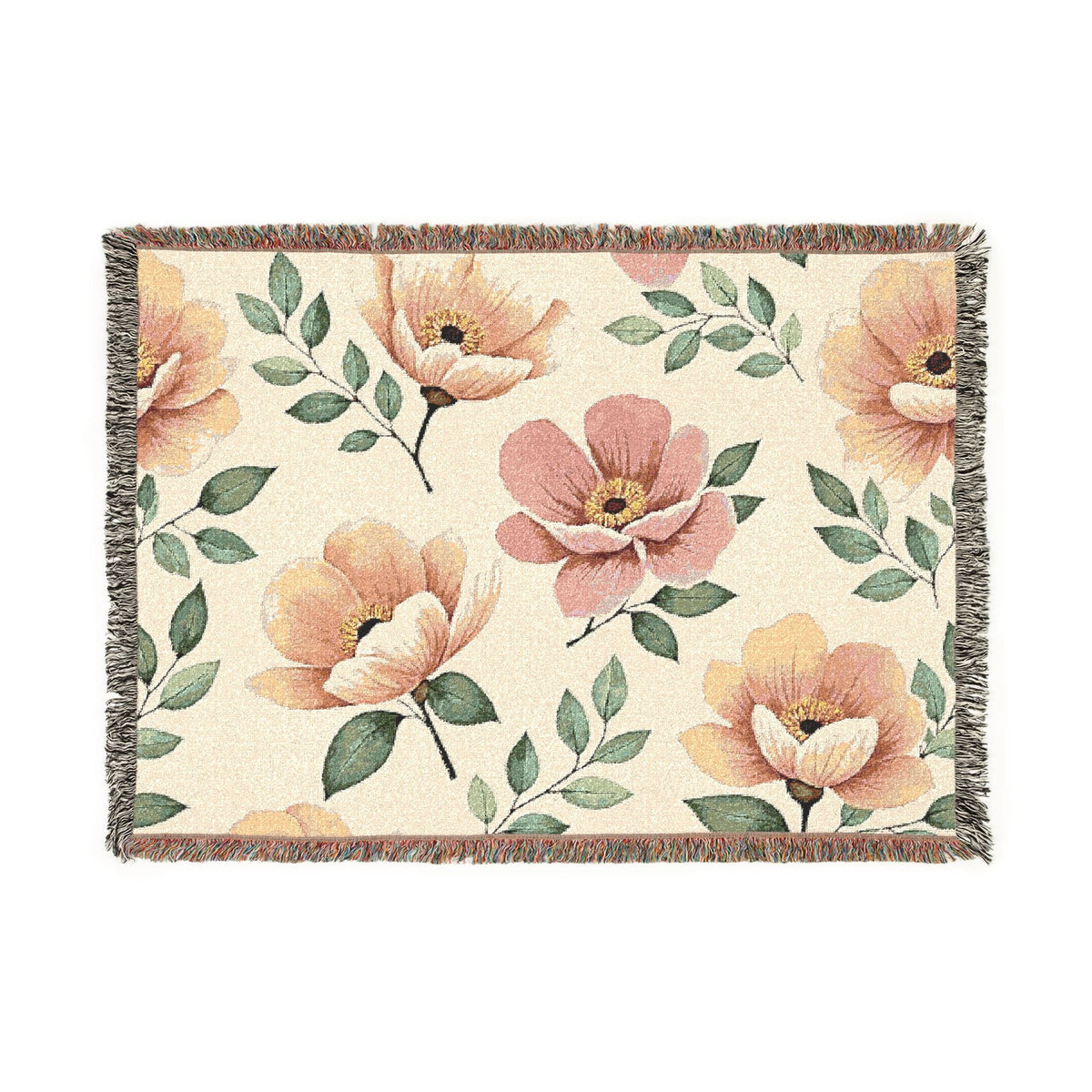 Floral Woven Blanket — Vintage Botanical Throw Blanket