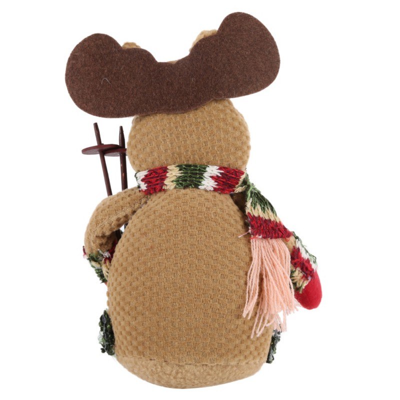 Christmas Elk Santa Snowman Figurines – Flannel Holiday Decorations, 18x13cm