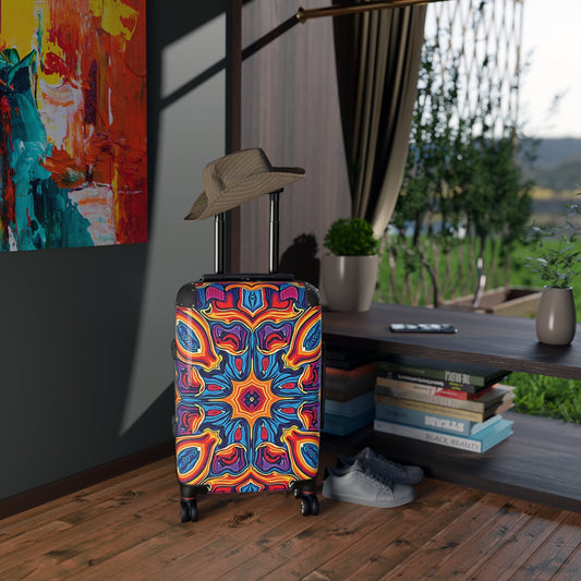 Kaleidoscope Pattern Carry-On Suitcase – Vibrant Boho Travel Luggage