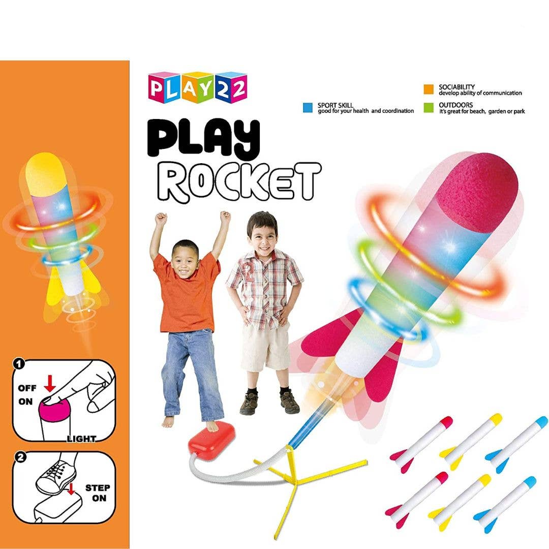 Play22 - Toy Jump Rocket Launcher Set with LED Lights - Ages 5+