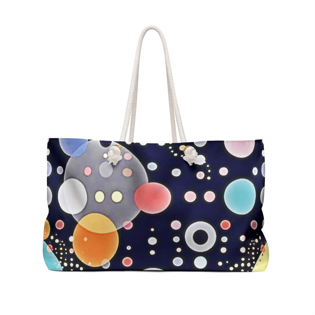 Colorful Bubbles Pattern Weekender Bag | Abstract Dot Galaxy, Large Tote Bag