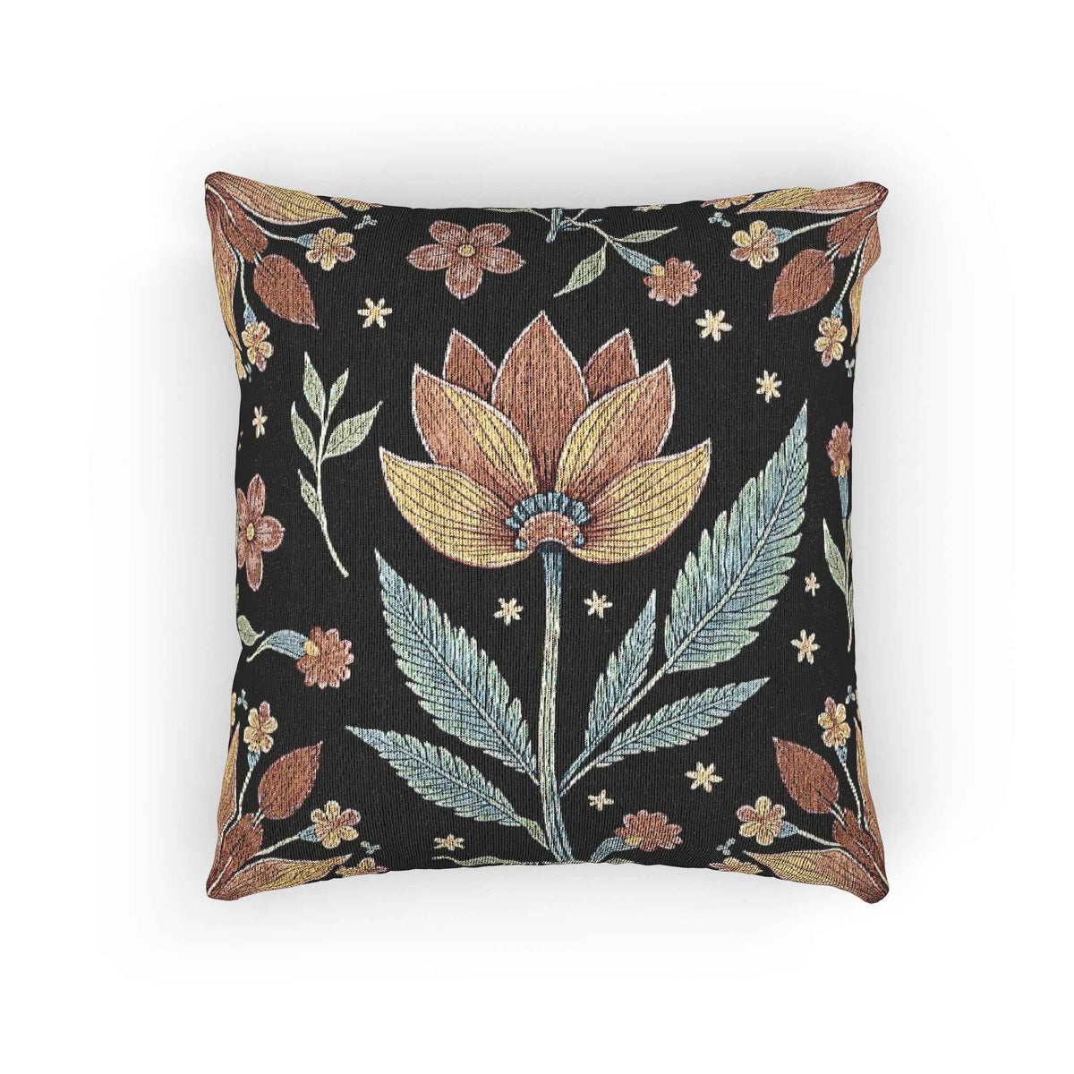 Vintage Floral Tapestry Woven Pillow | Botanical Throw Pillow