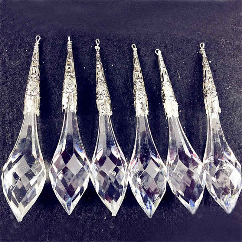 Acrylic Christmas Icicle Ornaments – 6pc Sparkling Tree Pendants