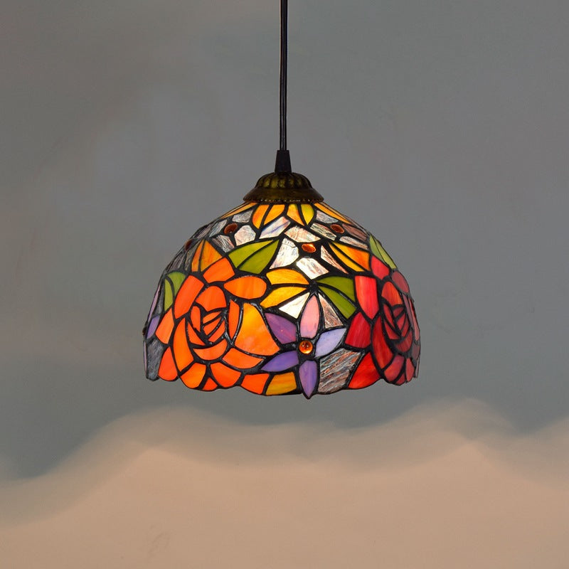 Retro Mediterranean Creative Stained Glass Chandelier