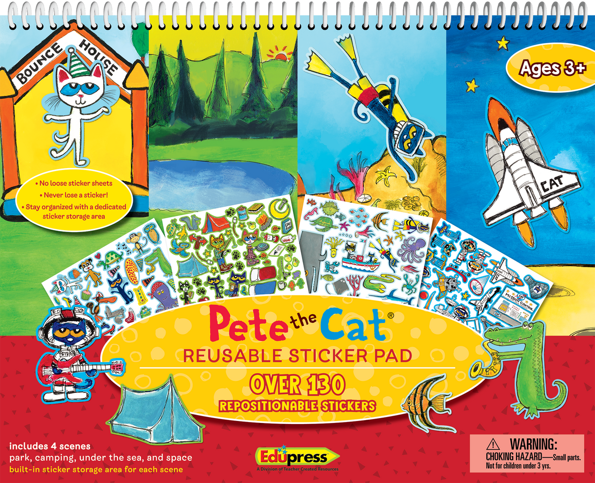 Teacher Created Resources - Pete the Cat® Reusable Large Sticker Pad - Ages 3+