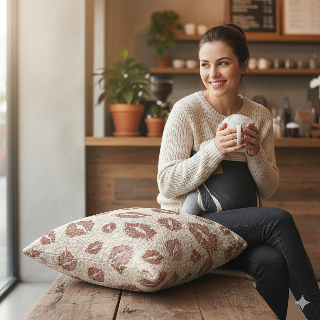 Kiss Pattern Woven Pillow | Decorative Throw Pillow for Home & Outdoor
