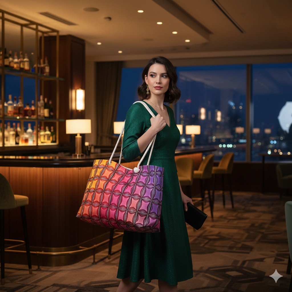 Colorful Geometric Tile Weekender Bag | Rainbow Gradient Pattern