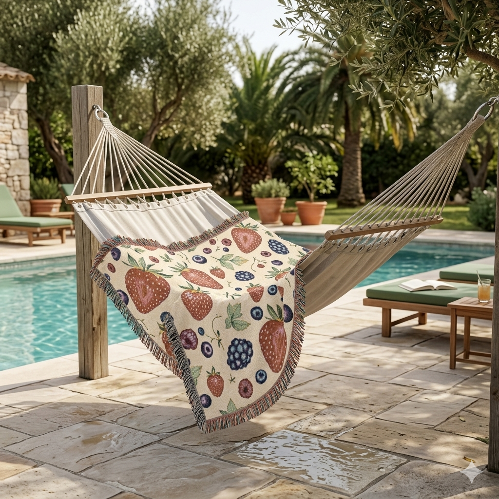 Strawberry Patch Woven Blanket — Fruit Pattern Throw for Kitchen, Picnic & Cozy Home Decor