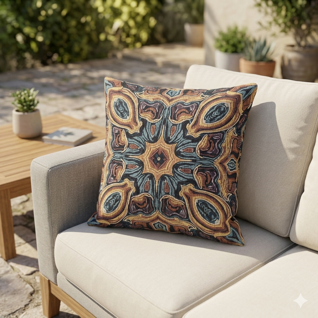 Bohemian Woven Pillow – Mosaic Medallion Decorative Throw Pillow