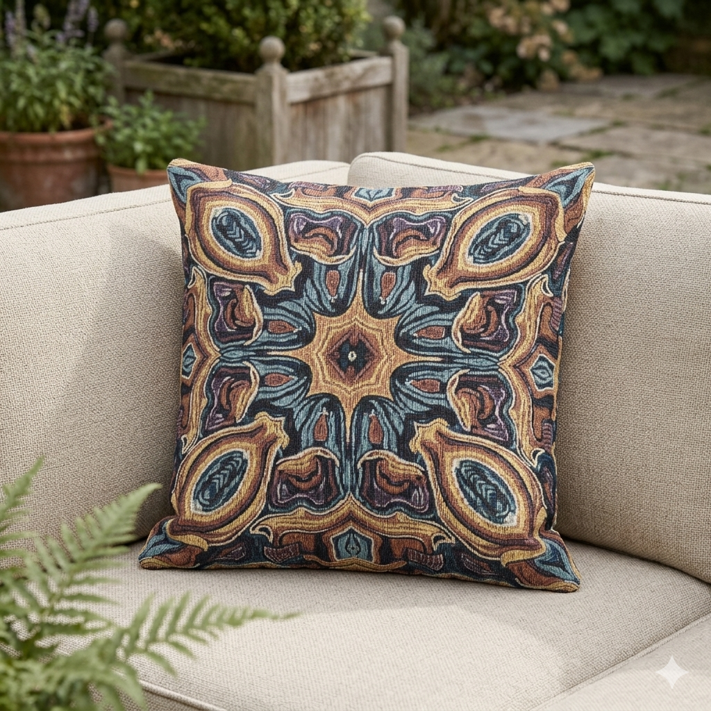 Bohemian Woven Pillow – Mosaic Medallion Decorative Throw Pillow