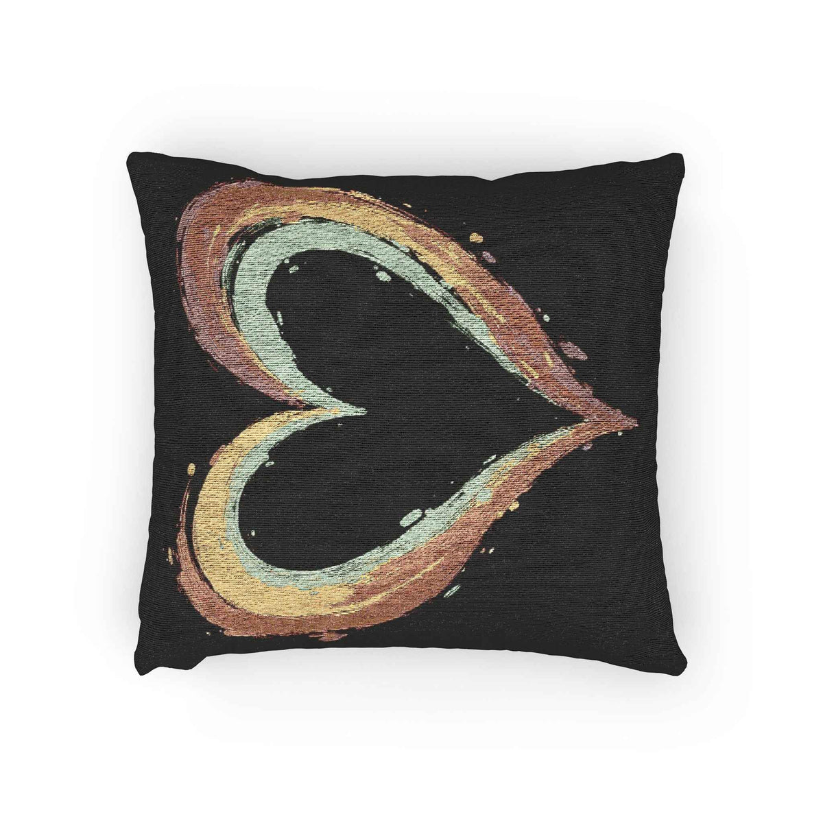 Painted Heart Pillow | Woven Decorative Pillow, Boho Heart Throw Pillow