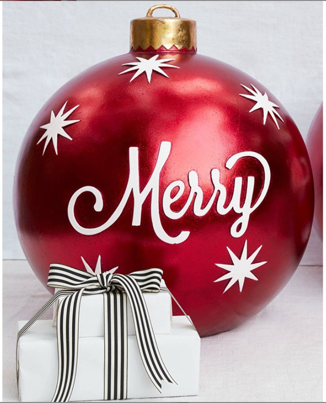 Giant Inflatable 60cm Christmas Ball Ornaments, Outdoor Waterproof PVC Ornament Ball, Holiday Decor, Pack Options