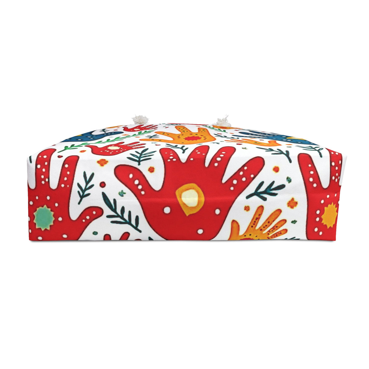 Colorful Handprint Weekender Bag - Boho Palm Print Travel Tote