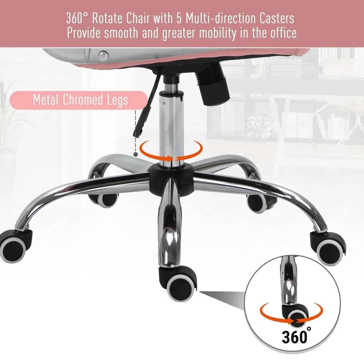 Pink Office Chair – Adjustable Height Computer Desk Chair with Tufted Back (United States & Canada Delivery Only)