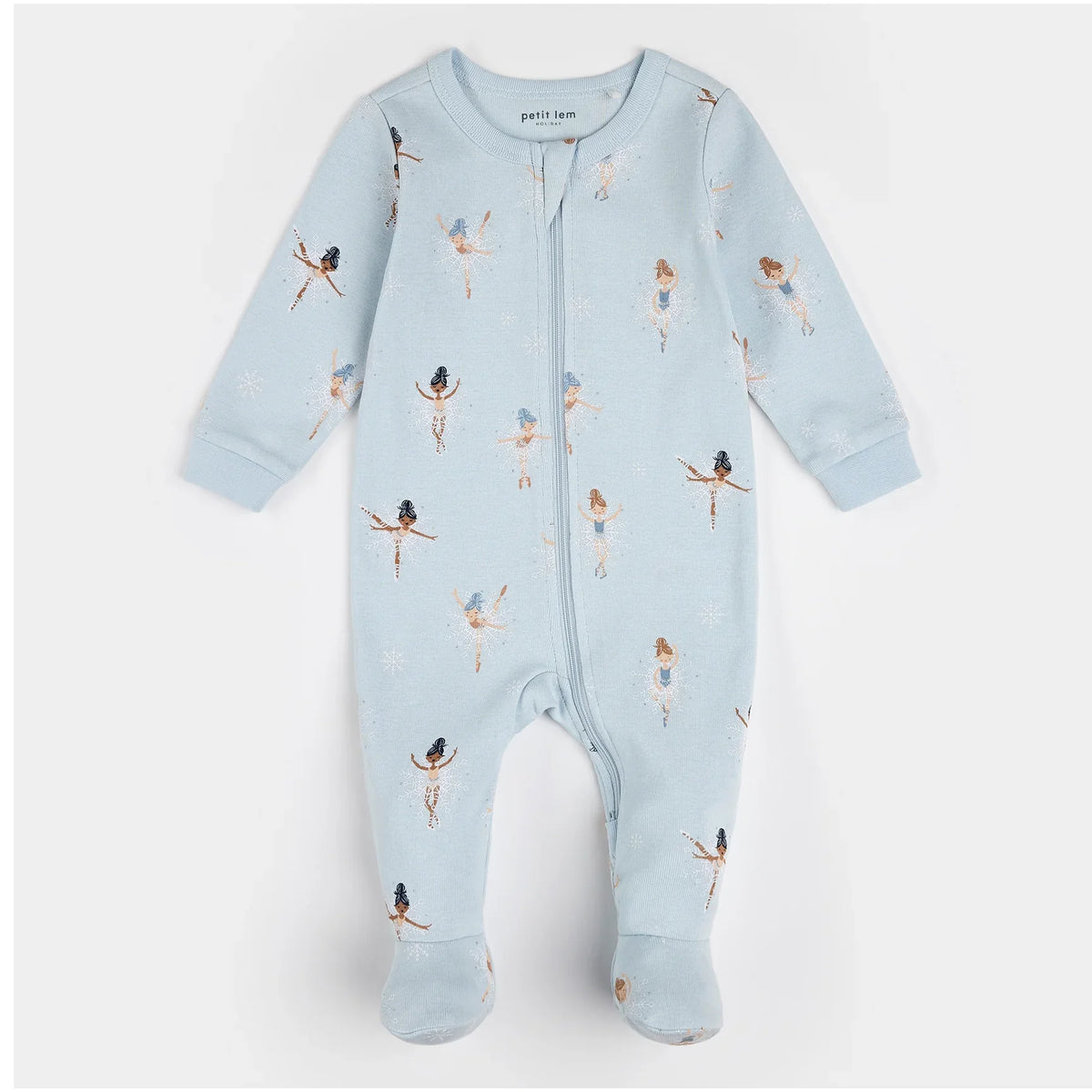 Sugar Plum Fairy Print on Ice Blue Sleeper | Petit Lem