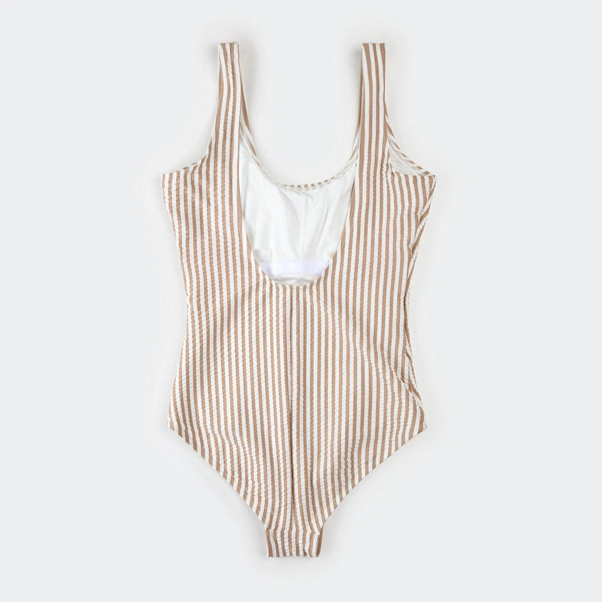 Women's One-Piece Swimsuit | Taupe Stripe Seersucker | Petit Lem