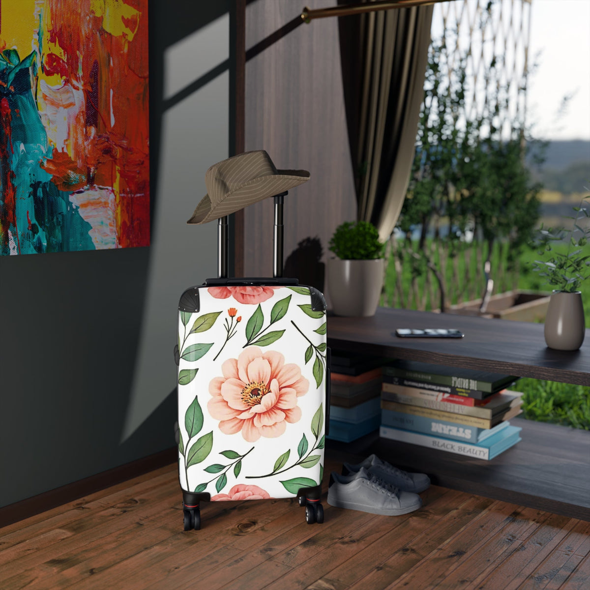 Floral Carry-On Suitcase — Pink Peony Travel Luggage