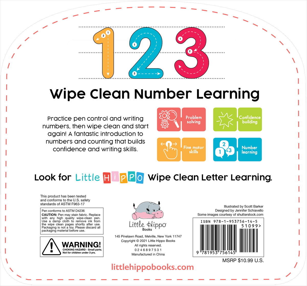 Little Hippo Books - Write & Wipe 123 - Illustrated - Ages 3+