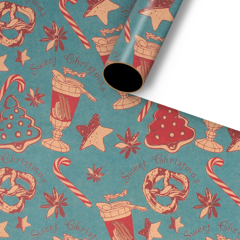 Classic Thickened Christmas Gift Wrapping Paper, Kraft Gift Wrap Sheets 50x76cm, Holiday Patterns