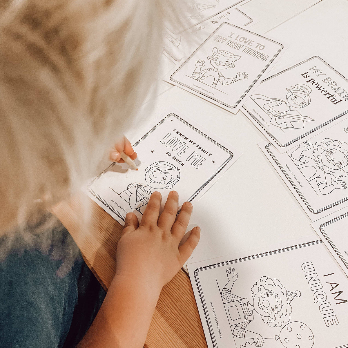 The Creative Sprout - Affirmation Colouring Pages – Mindfulness Activity - Ages 4+