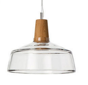 Modern Glass Pendant Light With Wood Accent