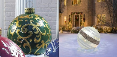 Giant Inflatable 60cm Christmas Ball Ornaments, Outdoor Waterproof PVC Ornament Ball, Holiday Decor, Pack Options