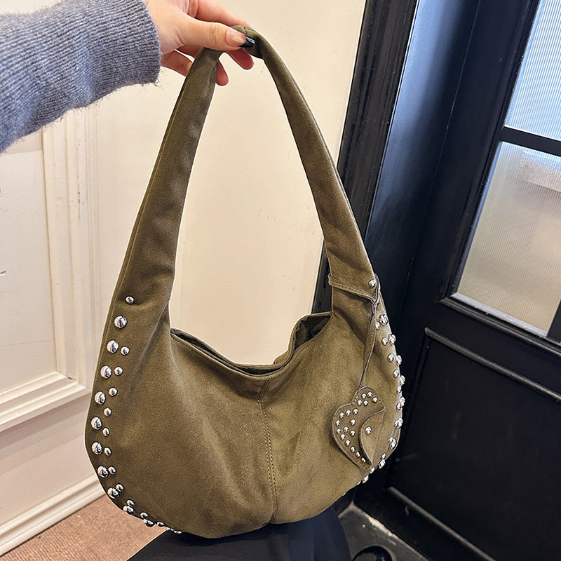 Soft Plush Underarm Tote Bag for Women, Casual Everyday Shoulder Handbag