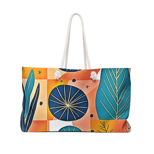 Abstract Tropical Leaves Weekender Bag | Colorful Geometric Beach Tote | Mom on the Go Bag | Mom lifestyle bag |Tote Bag
