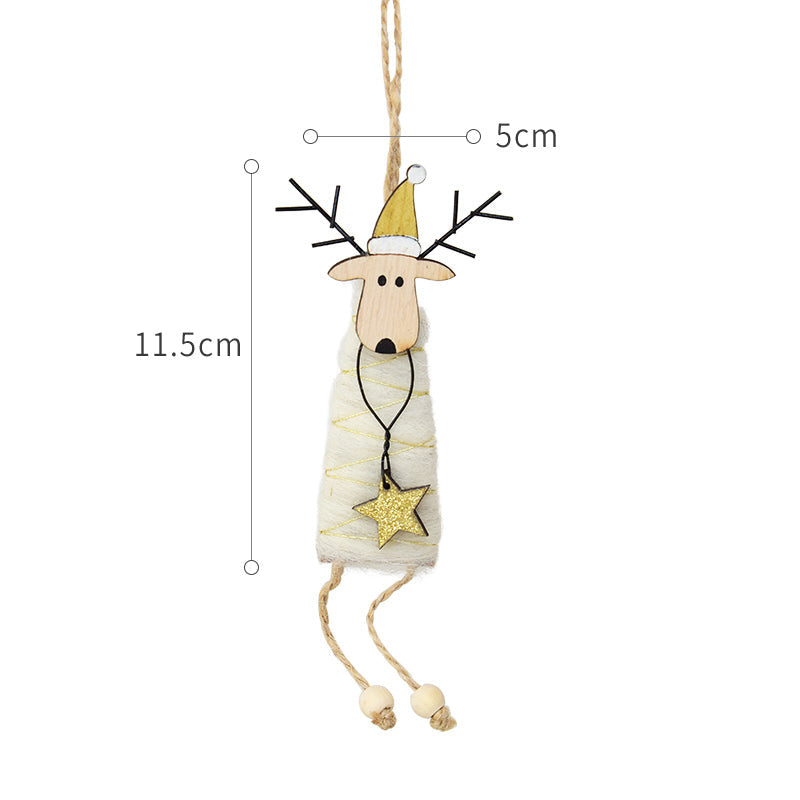 Wool Felt Christmas Ornaments Deer Santa Tree Set
