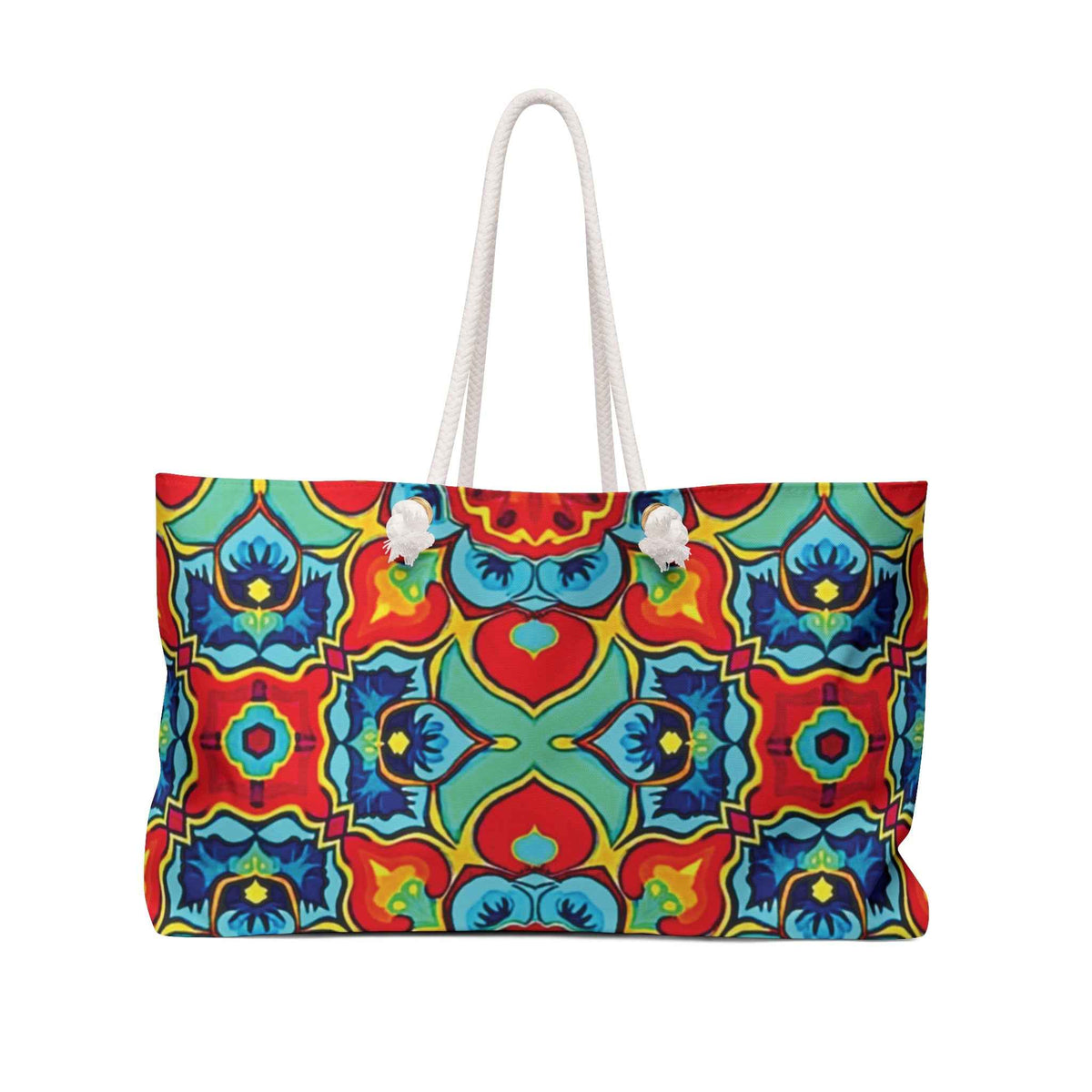 Colorful Kaleidoscope Pattern Weekender Bag | Bright Floral Geometric Tote