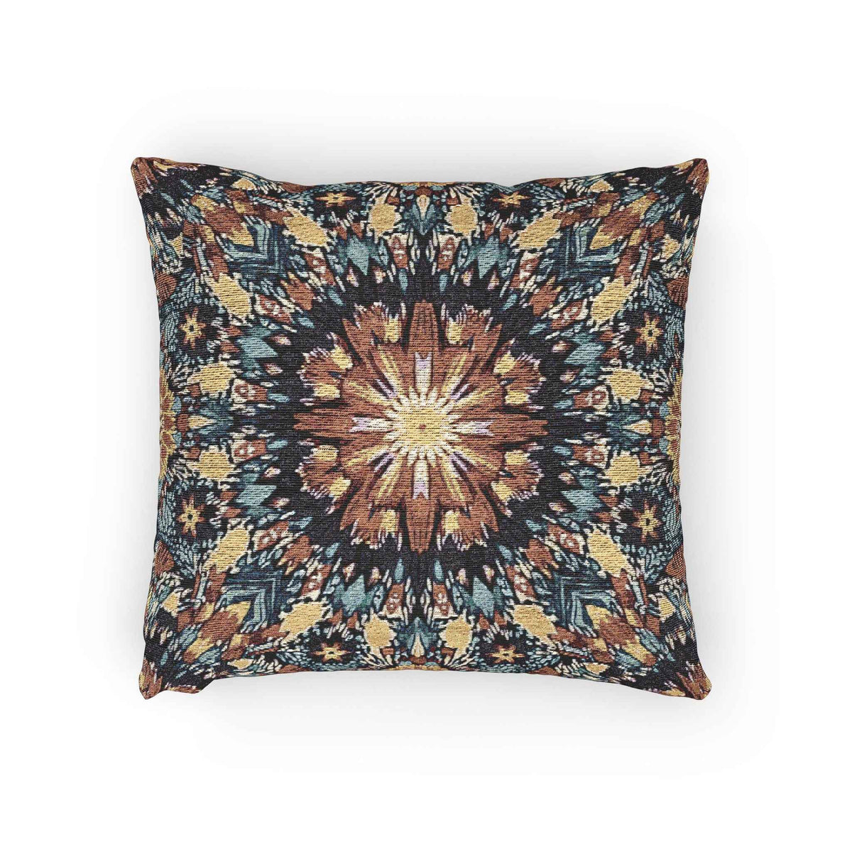 Geometric Mandala Woven Pillow | Boho Mosaic Throw Pillow