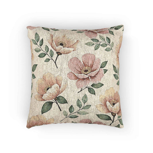 Elegant Watercolor Woven Pillow - Luxury Floral Living Room Accent