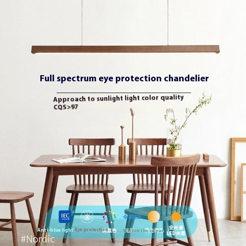 Log-Style Solid Wood Linear Pendant Chandelier